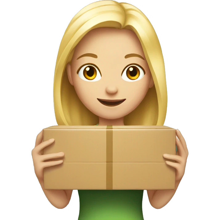 Blond girl holding a box emoji