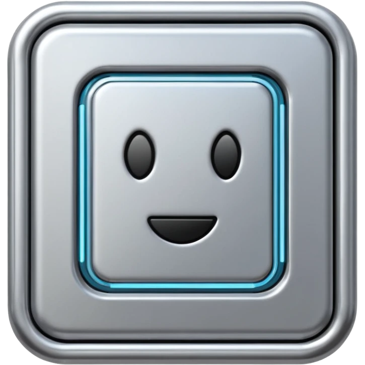 A futuristic microchip emoji made of polished silver chrome, minimal circuit details, smooth metallic surface, soft lighting, iOS emoji style, centered, clean white background emoji