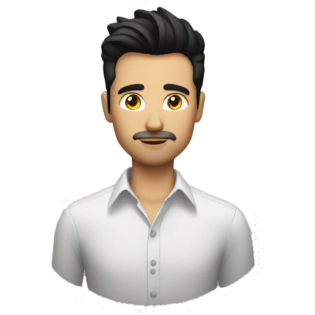 man with quiff black hair smart shirt stubble emoji