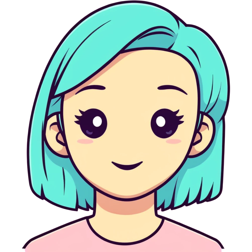 cute girl face in pastel colors, cartoonish emoji