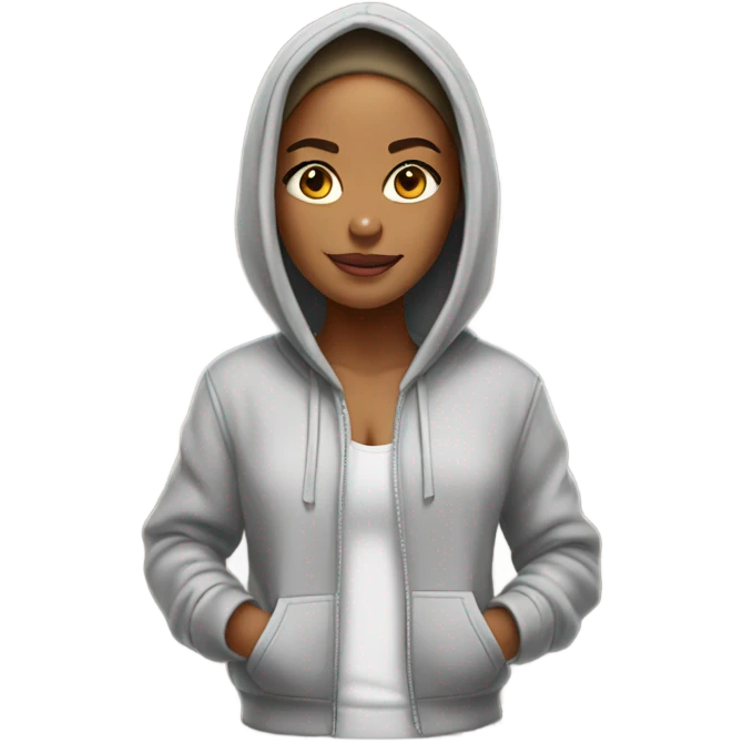 Jada wearing a hoodie emoji