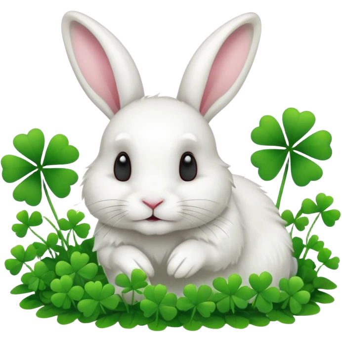 A fluffy rabbit nibbling on a small clover patch.












































 emoji