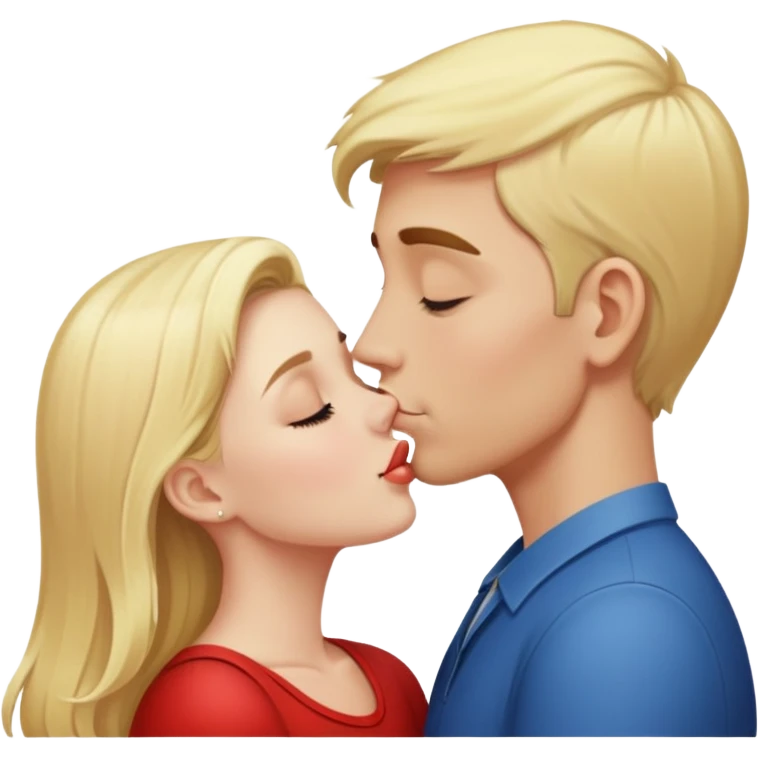 Tall blonde girl kissing short man emoji