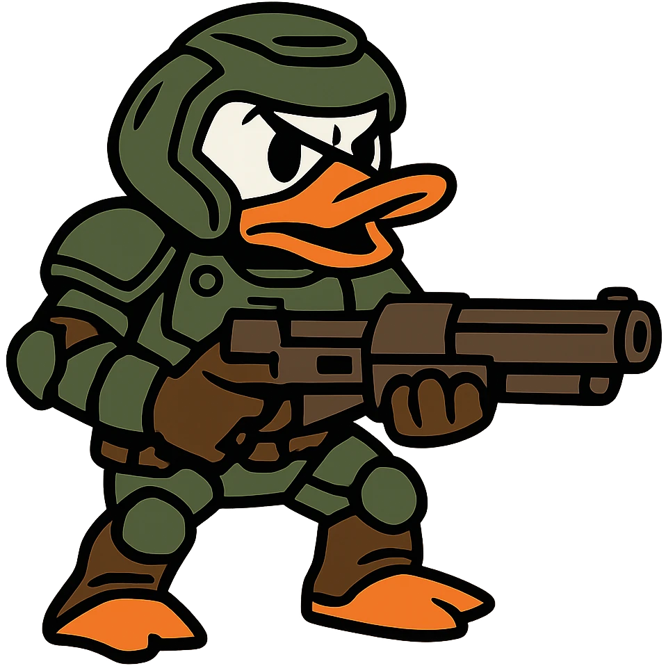 flat toon style doom duck with bold lines emoji
