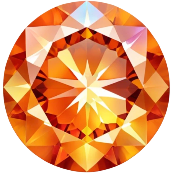 round cut gemstone with iridescent shine, vivid orange color, brilliant facets emoji