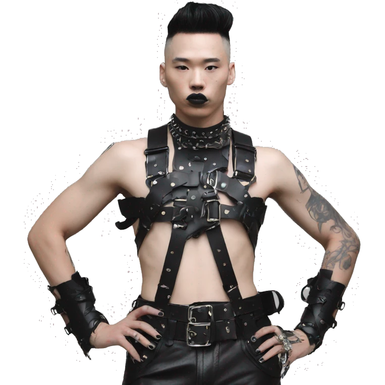 Black punk chest leather fashion harness emoji