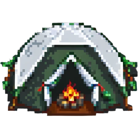 white and green camping tent emoji