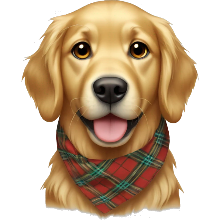 Golden retriever with plaid bandana  emoji
