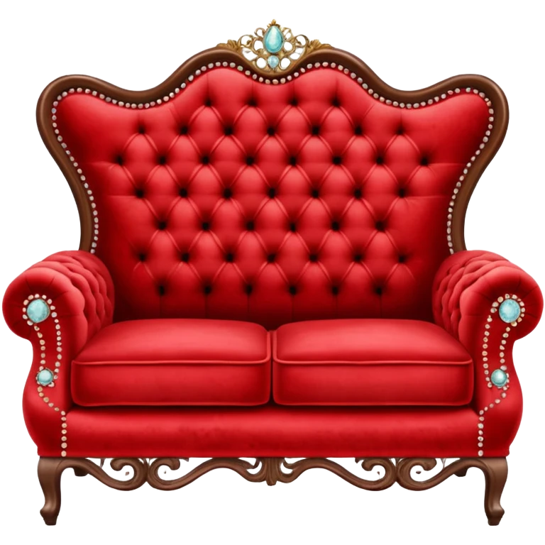 Vintage red sofa with rhinestones buttons emoji