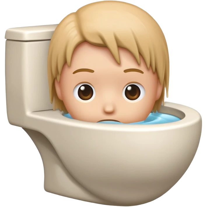 Toilet bowl with a human head peeking out from inside emoji