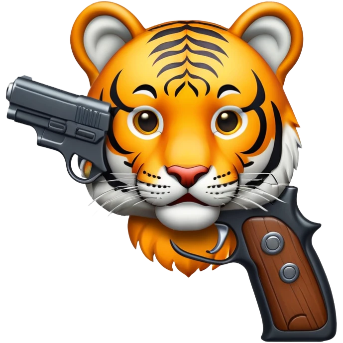 tiger face with toy pistol for action game Twitch emote emoji