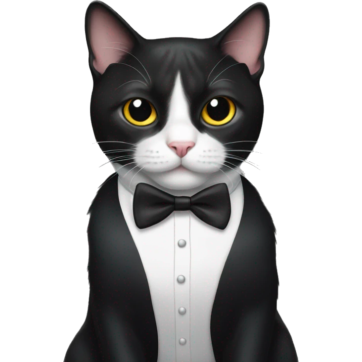 Tuxedo cat with bow tie emoji