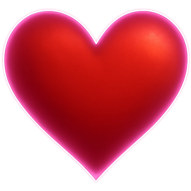 heart with a glowing neon outline, digital illustration emoji