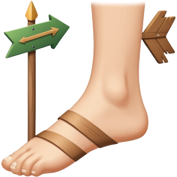 tavolo con freccia verso un piede emoji