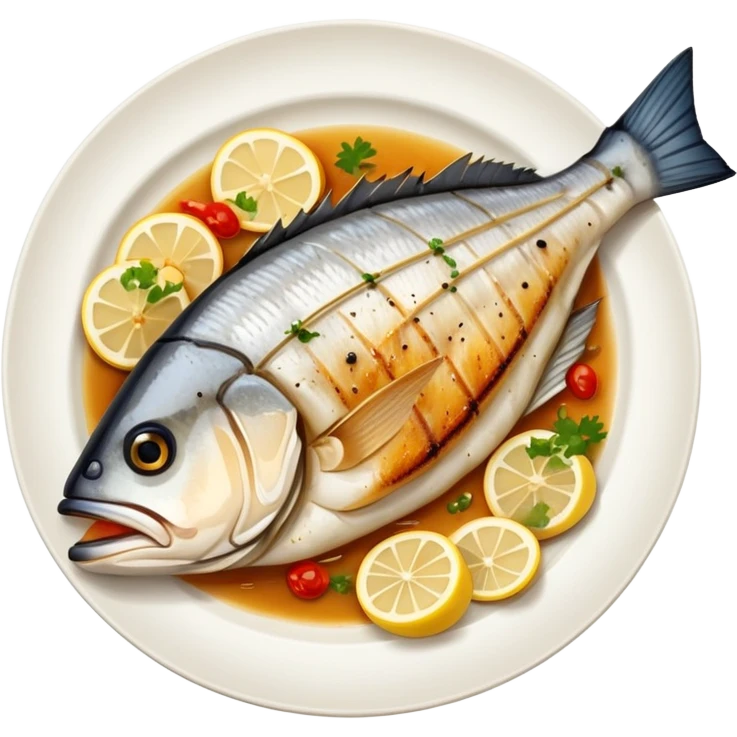 Plate of grilled sea bass  emoji