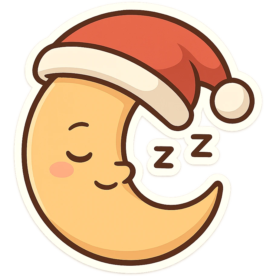 一个戴着圣诞帽睡觉的弯弯月亮 emoji
