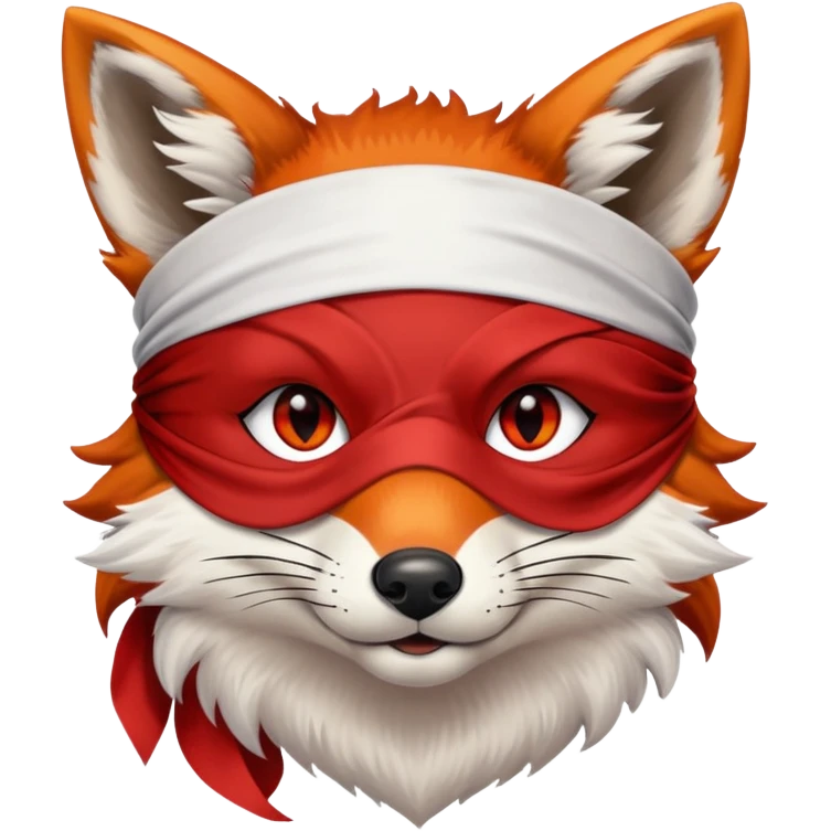 Fox with fiery red eyes, one eye covered with pirate blindfold emoji