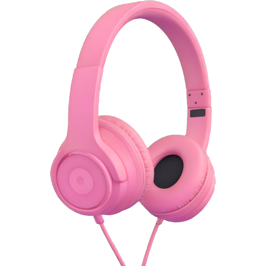 light pink headphones, soft and cute emoji