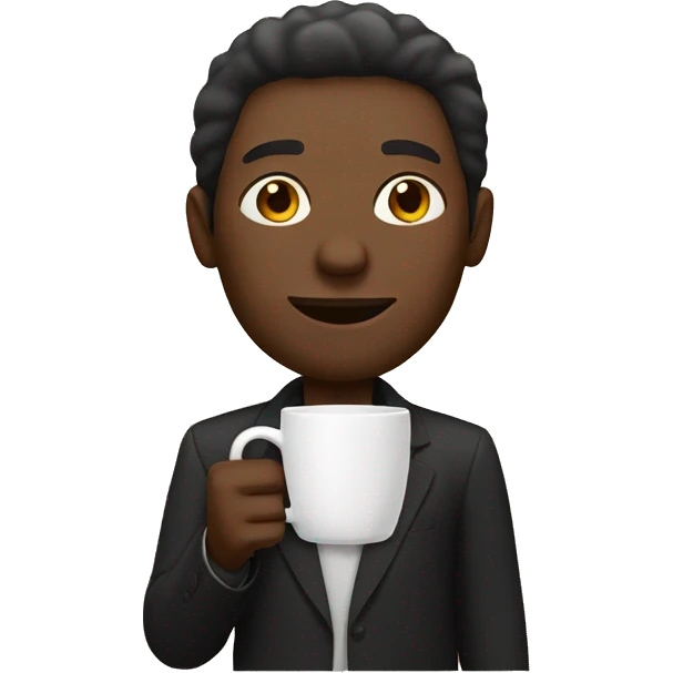 A black man holding a cup of coffee emoji