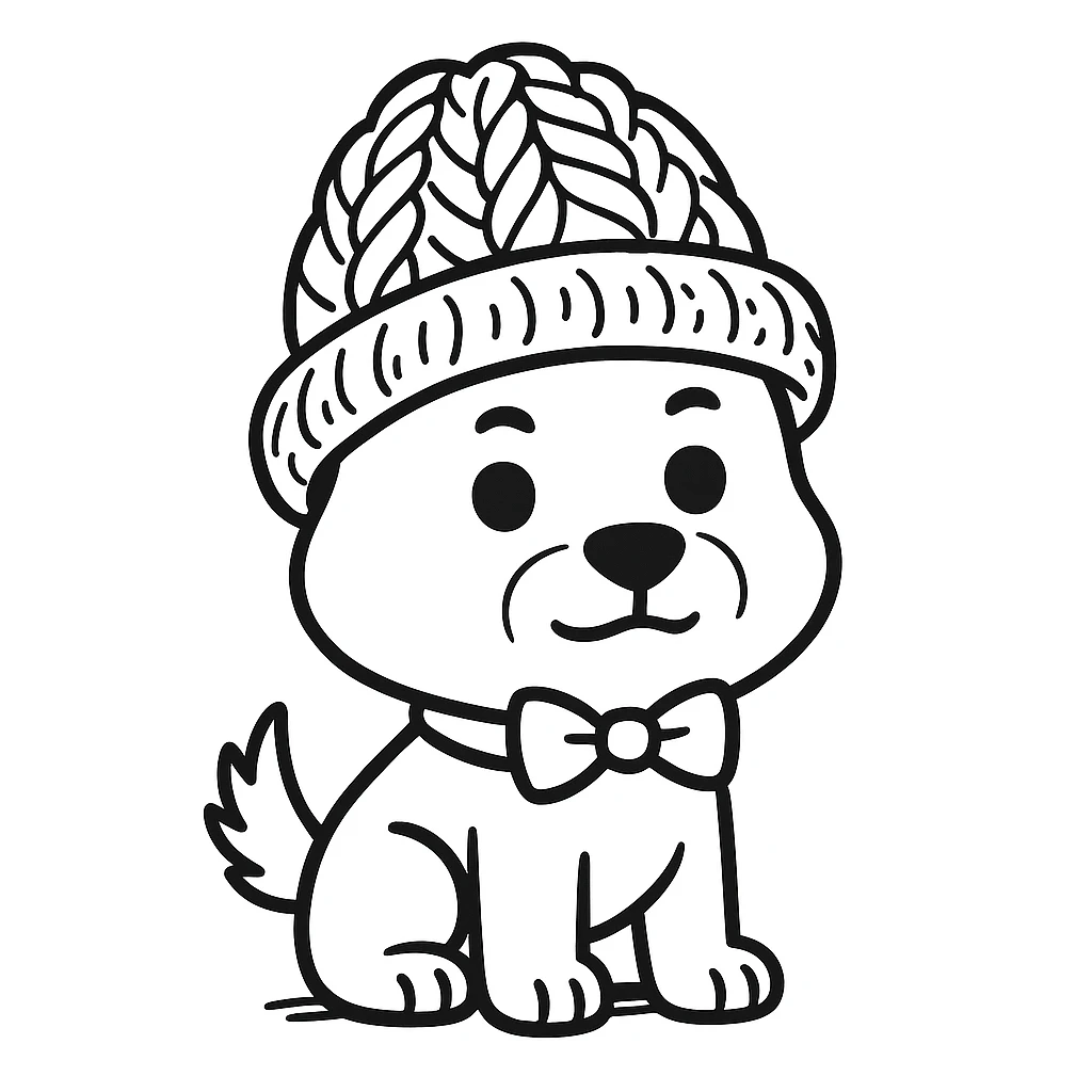 A dog in a cap, doodle style emoji