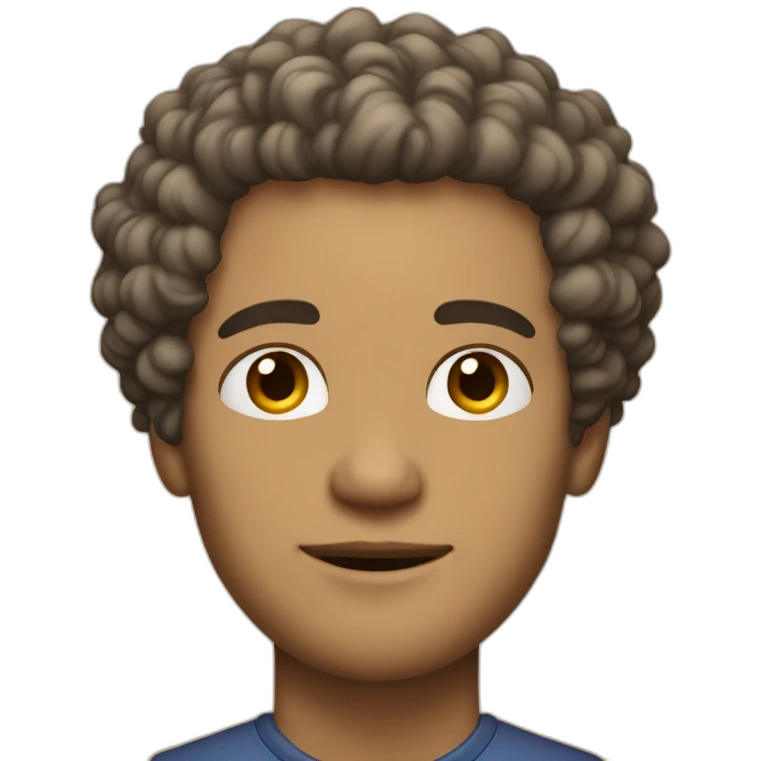 light skin man with strong jawlines with big curly hair and faded sides emoji