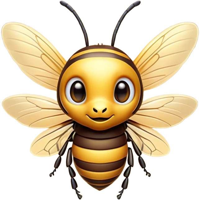 Cinematic Cute Hornet Portrait Emoji, Head tilted playfully and inquisitively, featuring a compact, delicately striped body with adorable, round eyes and subtly detailed wings, Simplified yet irresistibly adorable features, highly detailed, glowing with a warm, inviting glow, high shine, affectionate and lively, stylized with a touch of whimsical insect charm, soft glowing outline, capturing the essence of a mischievous yet endearing hornet that seems as if it could buzz out of the screen into your arms! emoji