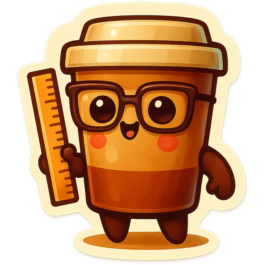 Tall coffee cup, holding a ruler, dressed as a teacher emoji