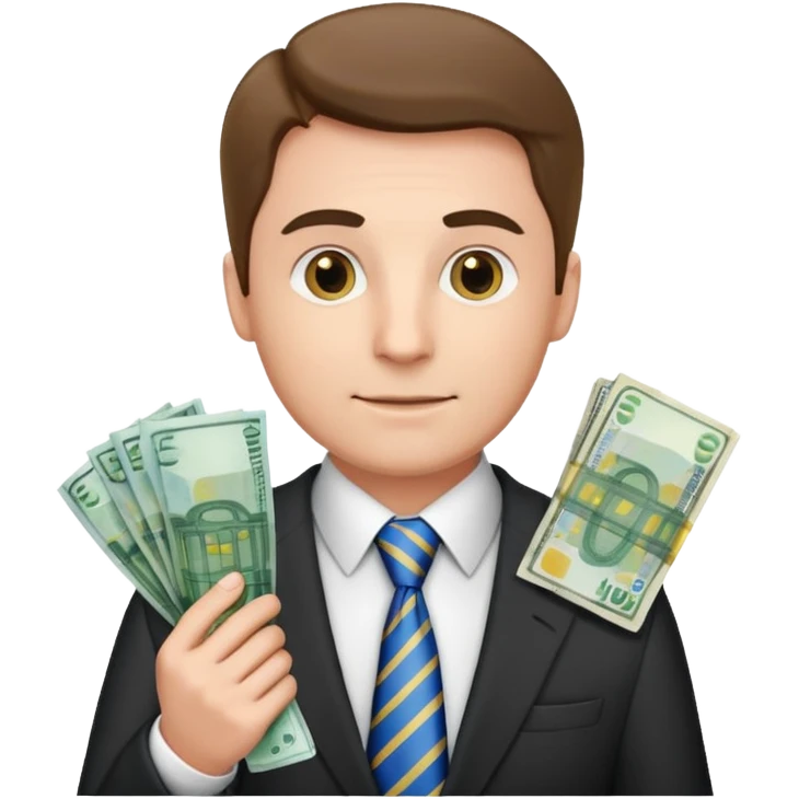 AN UNCLE with a tie in business clothes and with euro money
 emoji