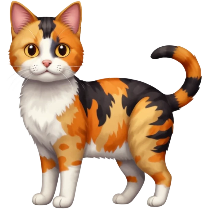 full body anxious looking colourful patchy calico tabby cat emoji