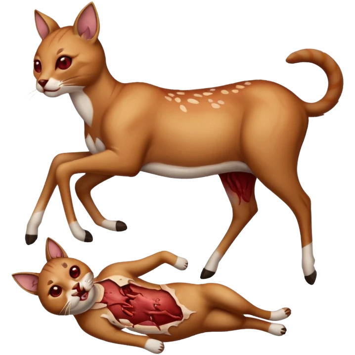 Cat kicking inside deer’s digesting stomach,  emoji