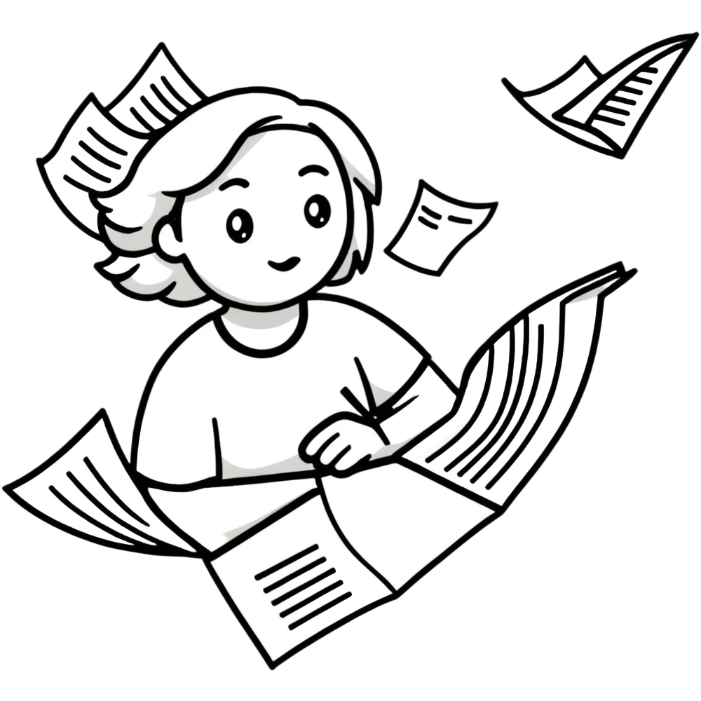 tired woman with flying papers around her emoji