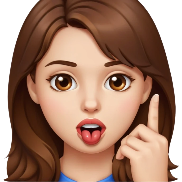 A girl, biting her finger and lip emoji