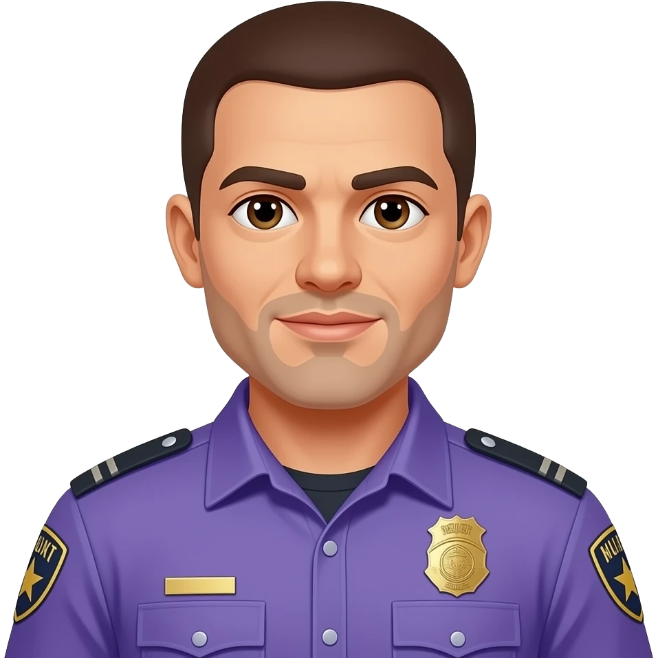 A guy wearing shirt purple  security outfit emoji