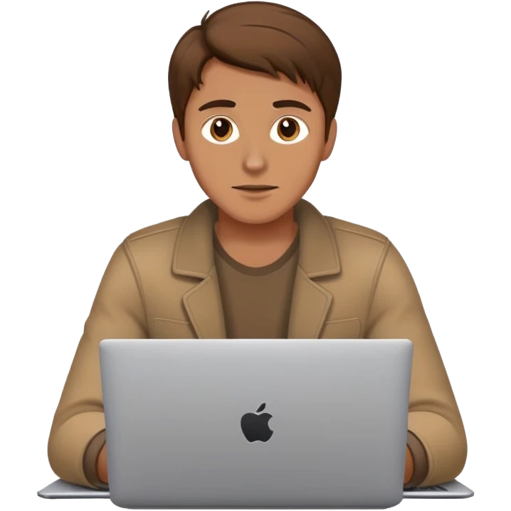 brown hair man with laptop emoji