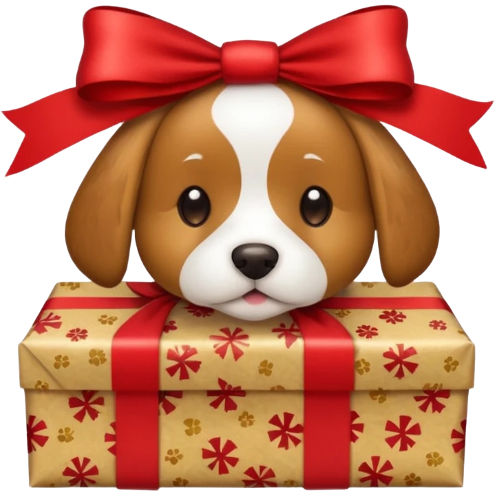 Dog in wrapped paper new yaer  emoji
