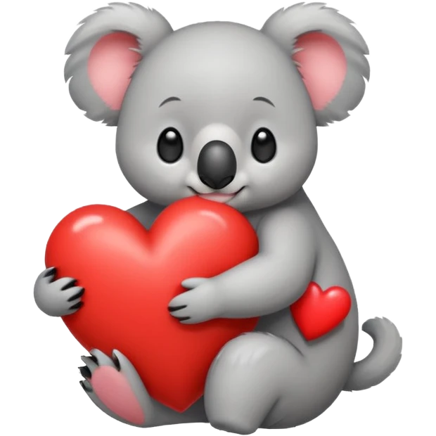 a koala hugging a big red heart emoji
