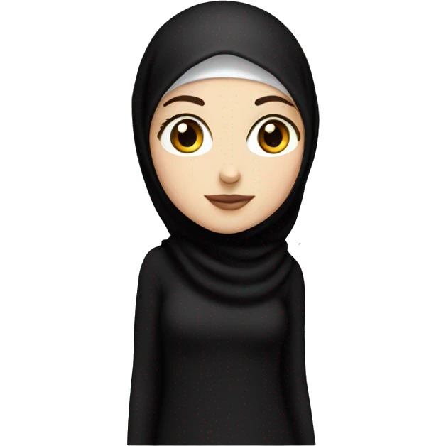 White girl with black eyes wear BLACK hijab and black undercap emoji