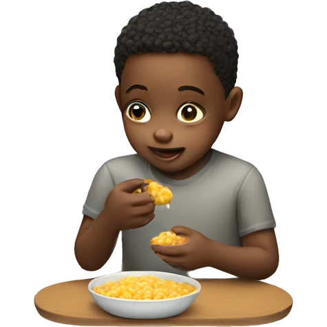 A small child eats a mixture emoji