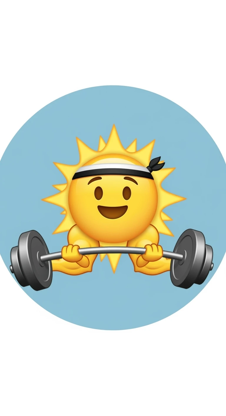 emoji stile iphone di un sole che si allena con i pesi emoji
