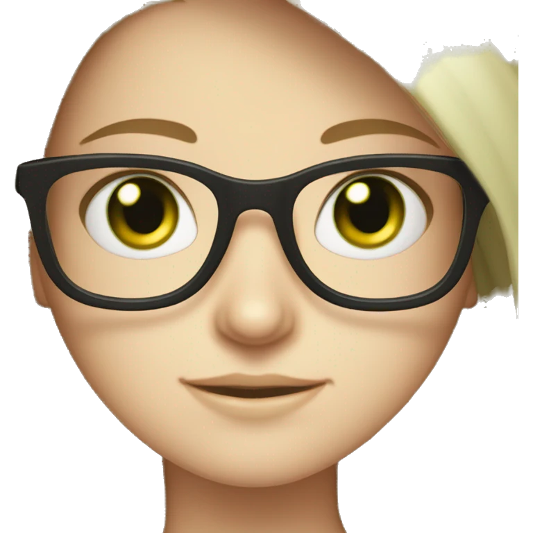 Pale freckled long haired Brunette girl with green eyes and glasses emoji