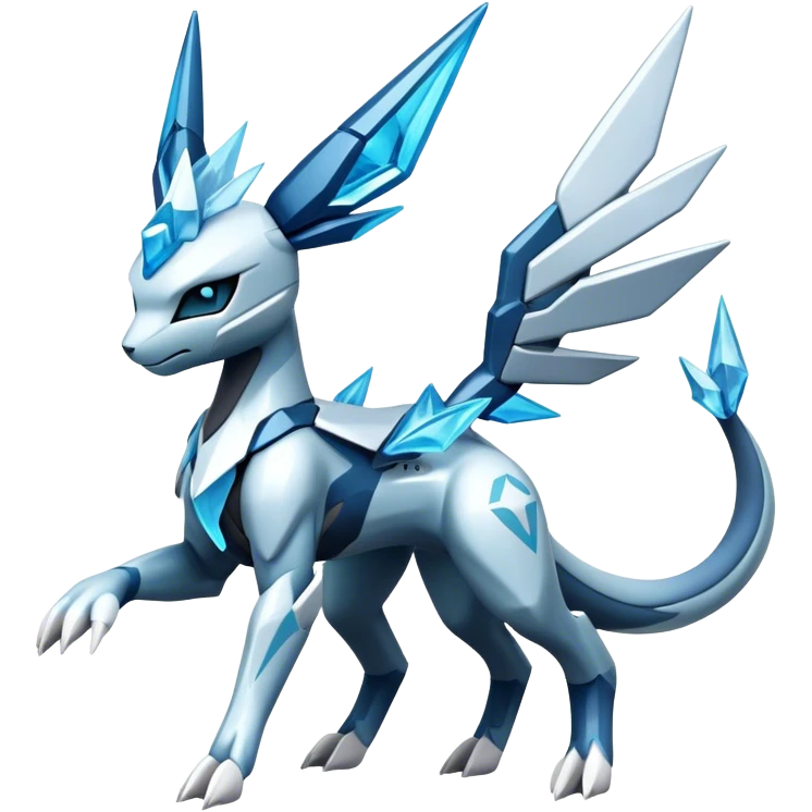 Futuristic Kyurem-Glaceon-dialga-hybrid, full body emoji