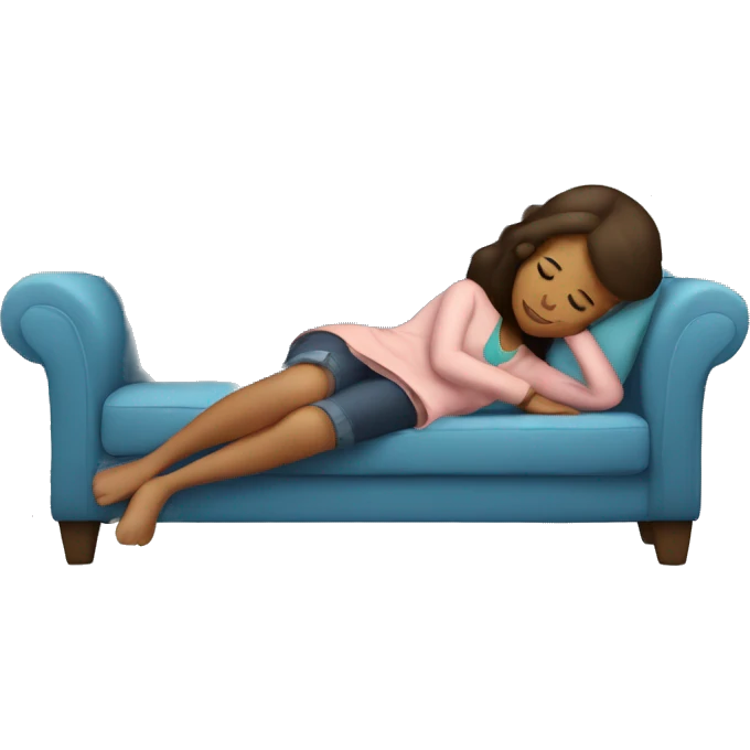 brunette taking a cute nap on couch emoji