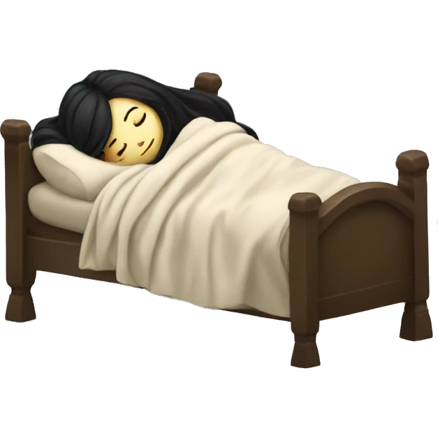 pale girl with long black hair sleeping in blanket  emoji