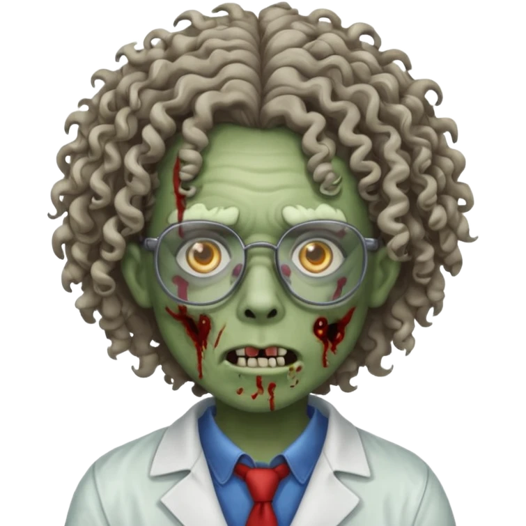 zombie with curly hair wearing prescription glasses emoji