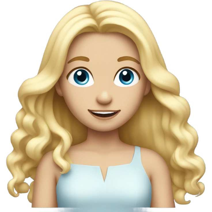 Blonde girl long hair blue eyes birthday emoji