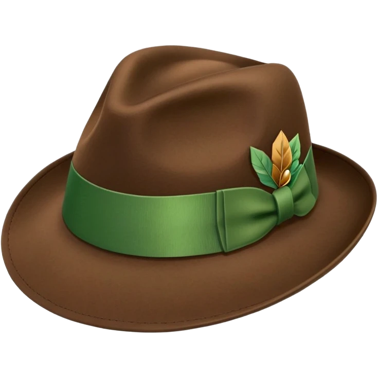 a fedora emoji with a green band and a vintage pin emoji