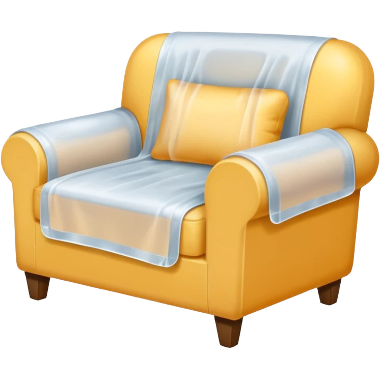 Furniture fully covered with a plastic drop cloth  emoji