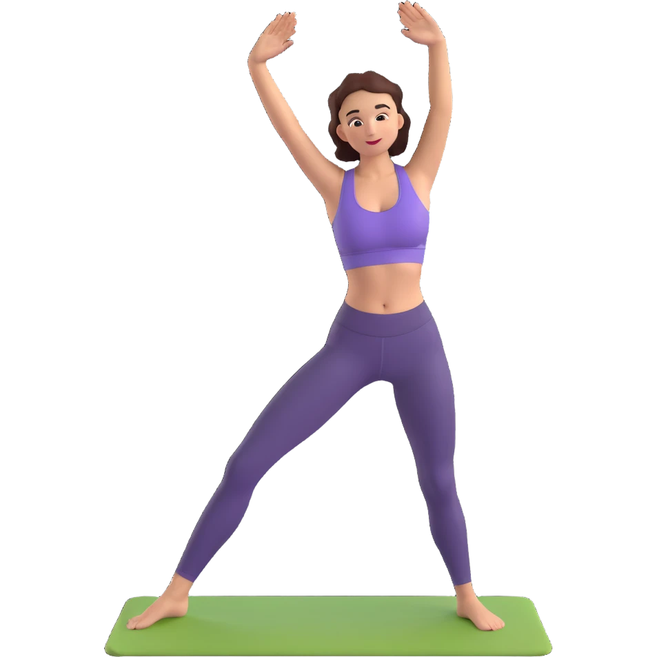 A woman standing in a tree pose (Vrksasana), wearing a sport bra and leggings in color C52975 emoji