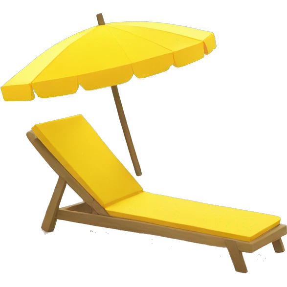 A yellow pixel is sunbathing in the sun by the sea under an umbrella emoji