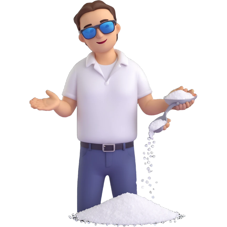 Salt Bae meme character sprinkling salt, 3D Microsoft fluent emoji style, no text emoji